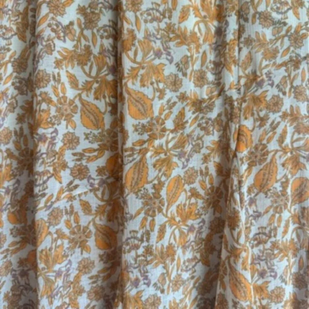 Free People Floral Maxi Skirt – Cream & Tan Boho Print, Size 6 - Picture 3 of 5